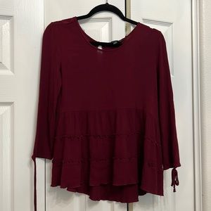 Cranberry color flowy blouse